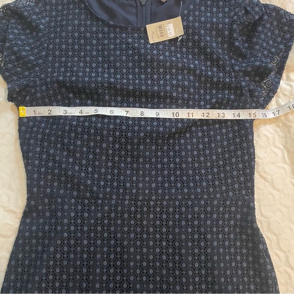 LOFT Navy Lace Short Sleeve Eyelet Dress Women’s Spring Summer Floral Blue - Picture 9 of 12